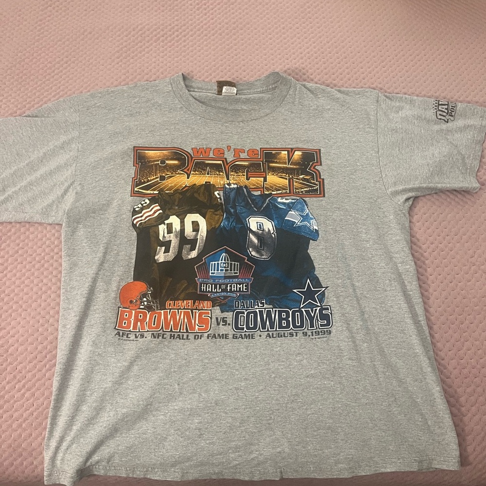 NFL Hall of Fame Gray T-Shirt - Browns vs Cowboys